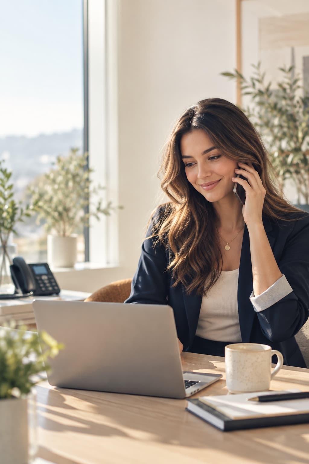 A business coordinator working at her desk